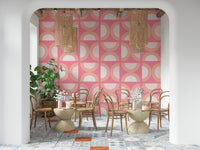 Stylish curved shapes design, vibrant Retro Peach Arcs for walls.