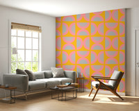 Modern gold accent wallpaper, Semi-Circle Pop motif.
