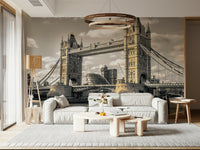 Dramatic sky London Bridge cityscape photographic wallpaper.