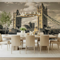 Sepia London Bridge iconic architecture wall mural.