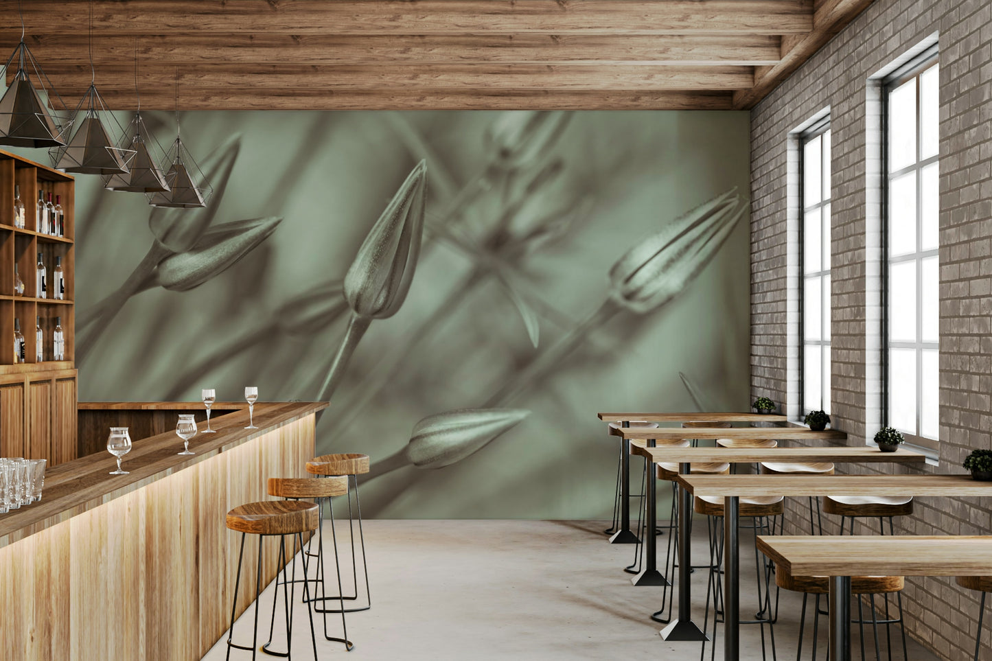 Symphony of Alliums wallpaper: Monochrome buds, elegant wall mural.