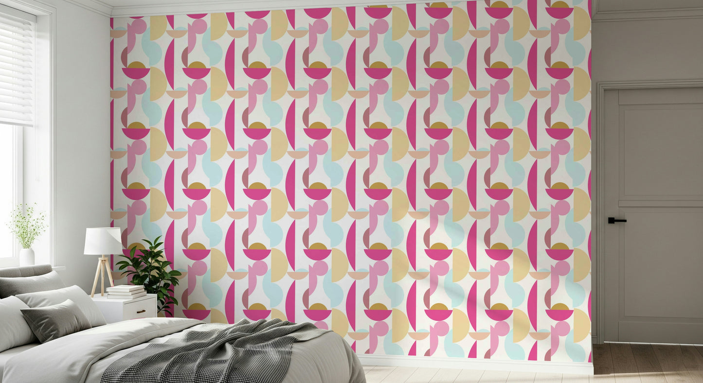 Retro Geo Blush Wallpaper⁠