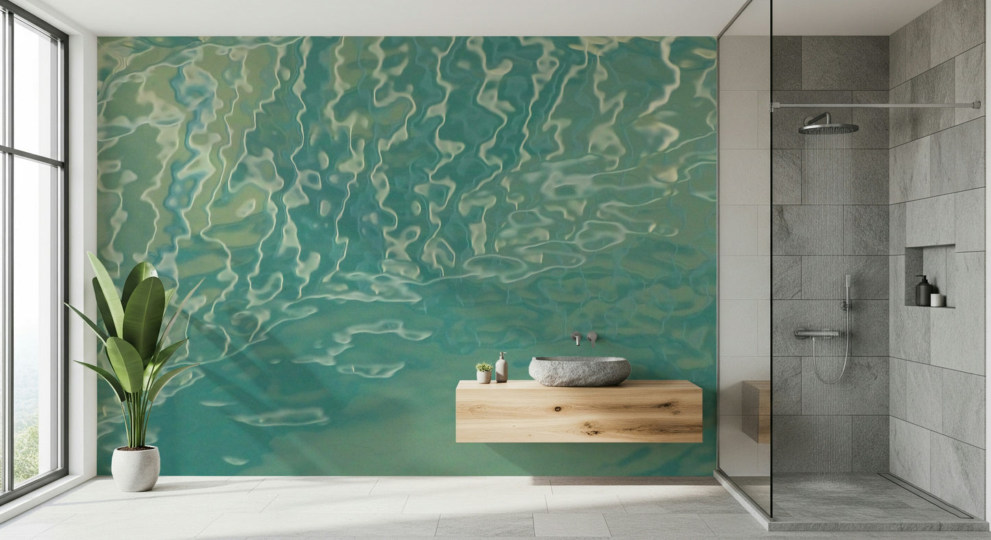 Aqua Waves Abstract Wall Mural