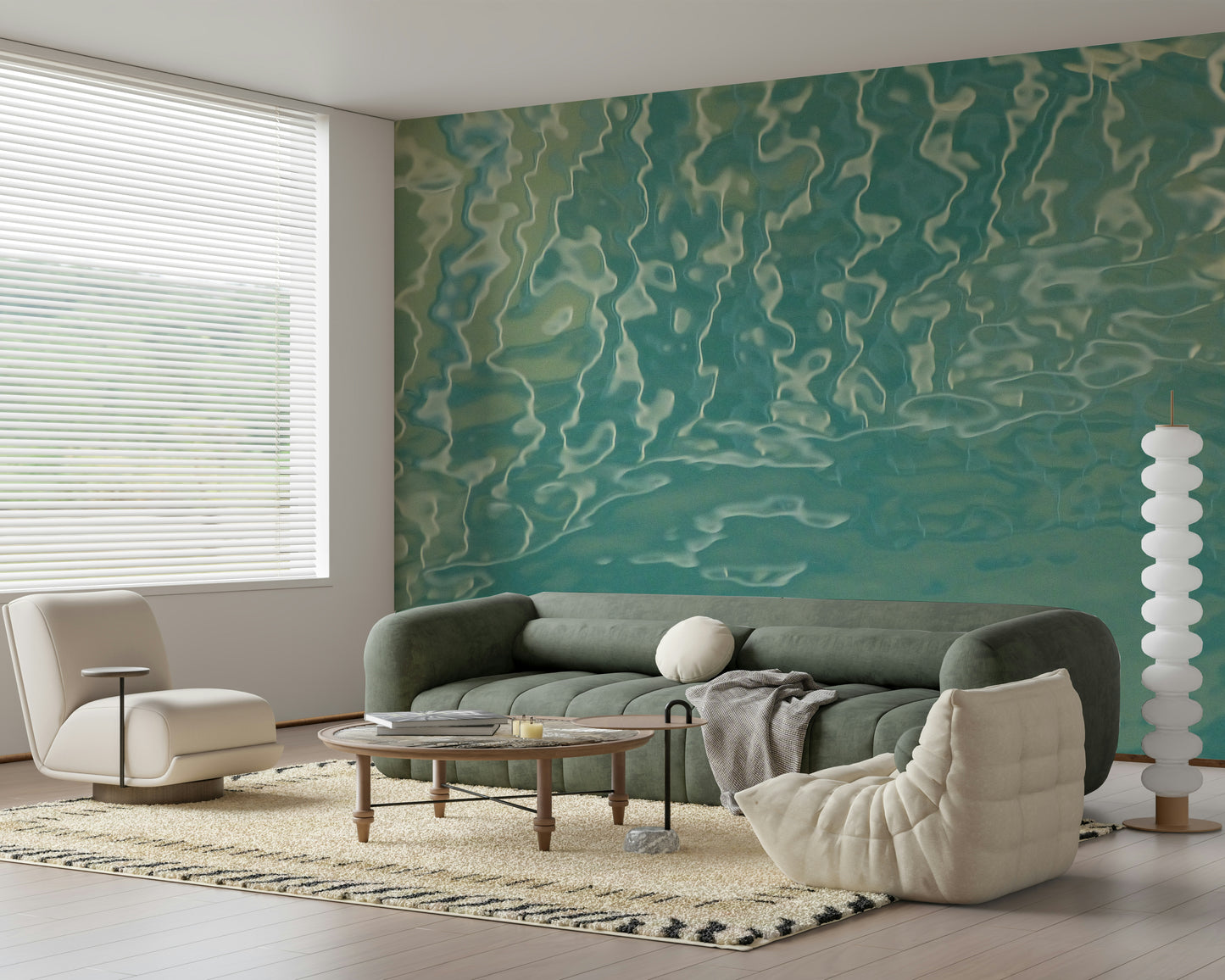 Aqua Waves Abstract Wall Mural