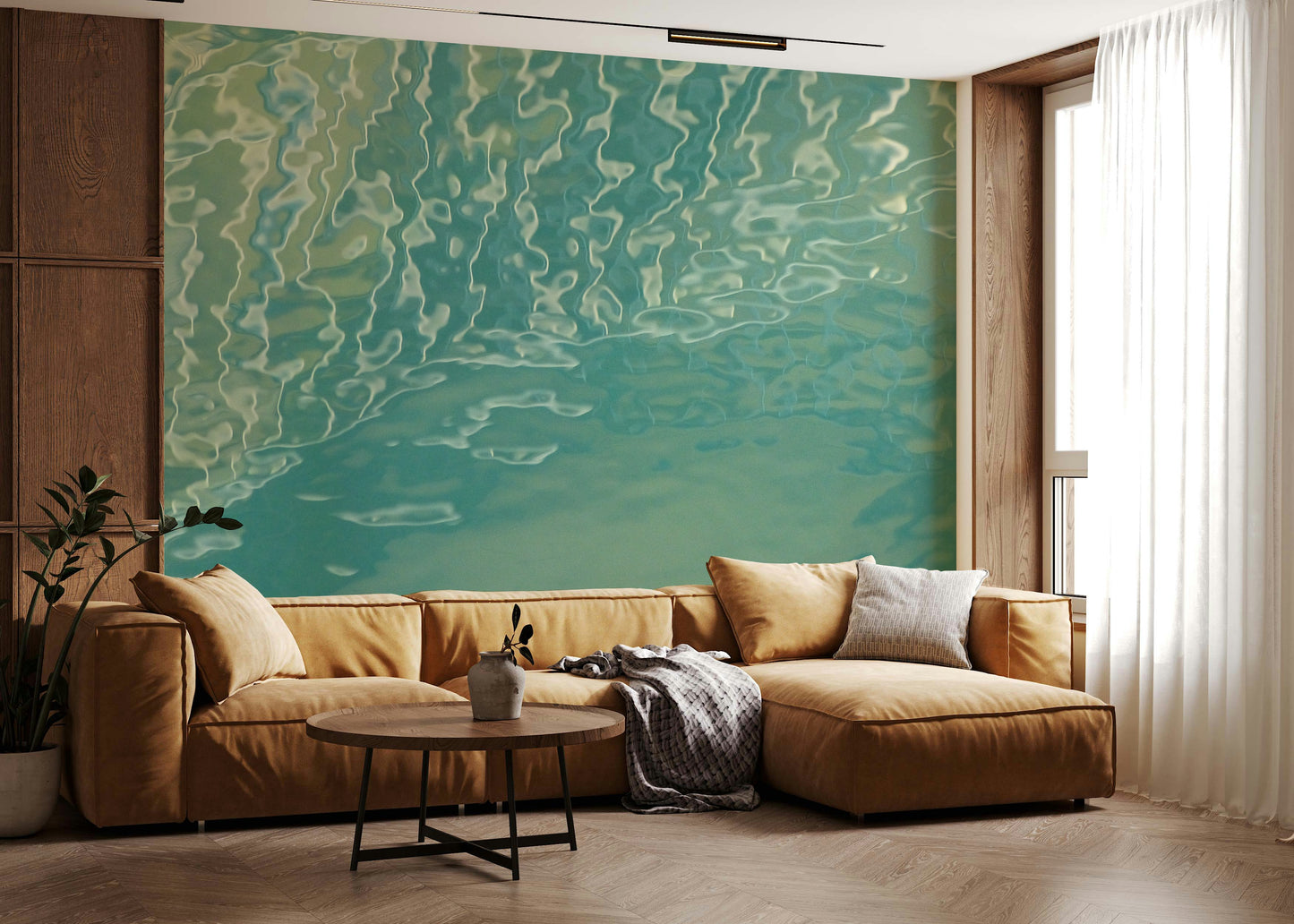 Aqua Waves Abstract Wall Mural