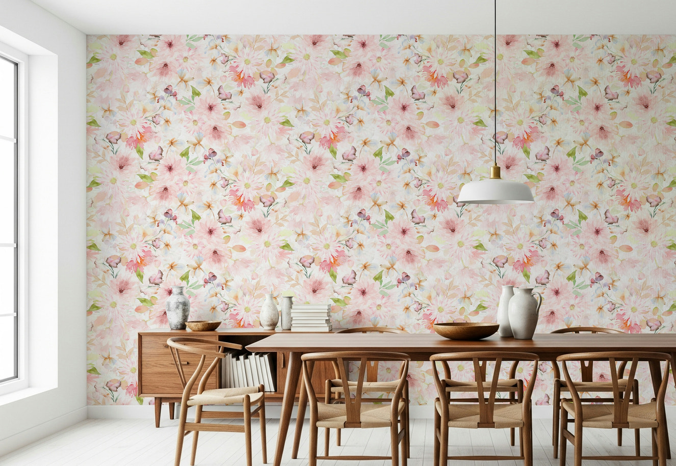 Blush Watercolor Blooms Wallpaper⁠