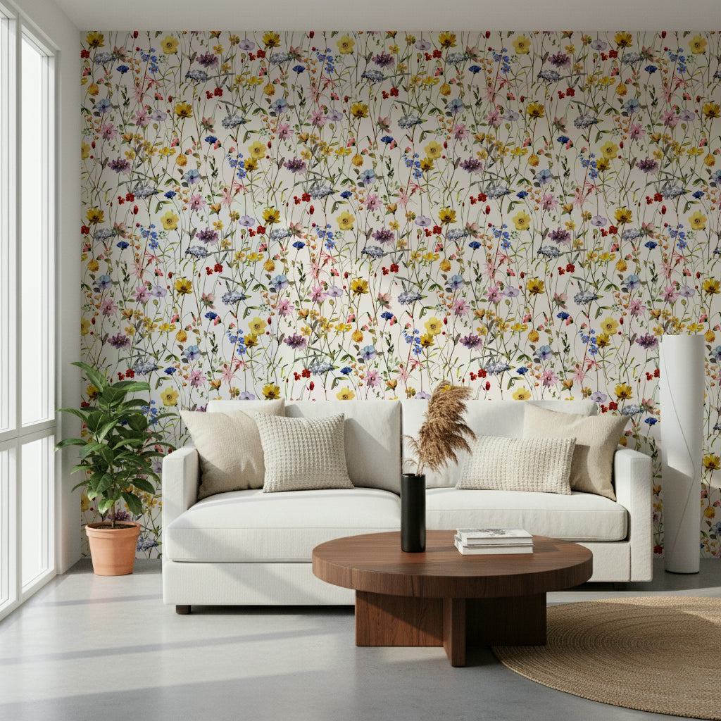 Watercolor Wildflower Whimsy Meadow Wallpaper⁠
