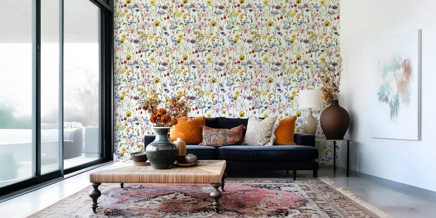 Watercolor Wildflower Whimsy Meadow Wallpaper⁠