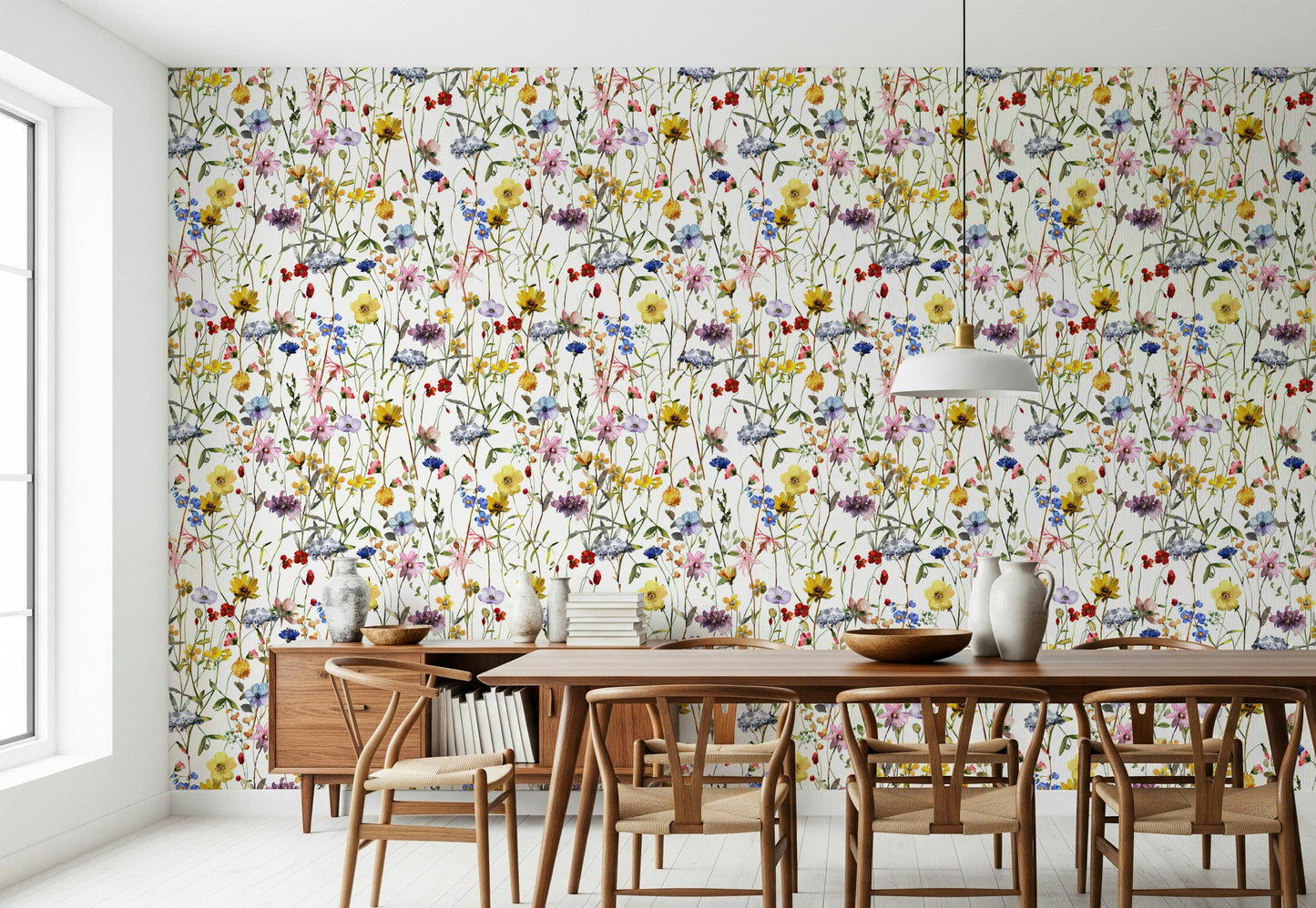 Watercolor Wildflower Whimsy Meadow Wallpaper⁠