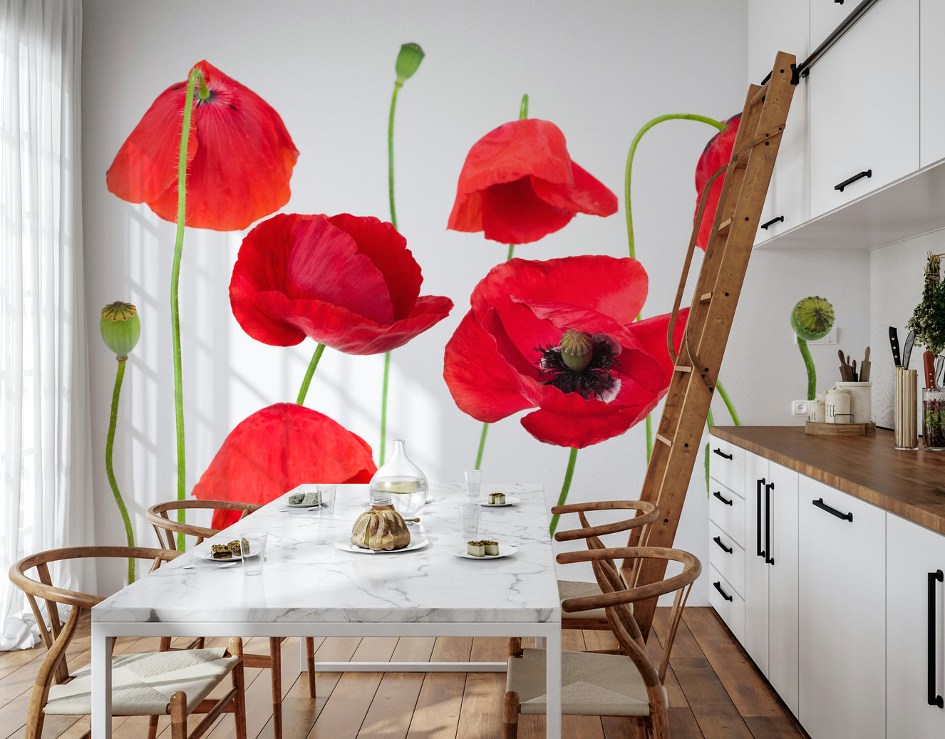 Crimson Poppy Field Wall Mural