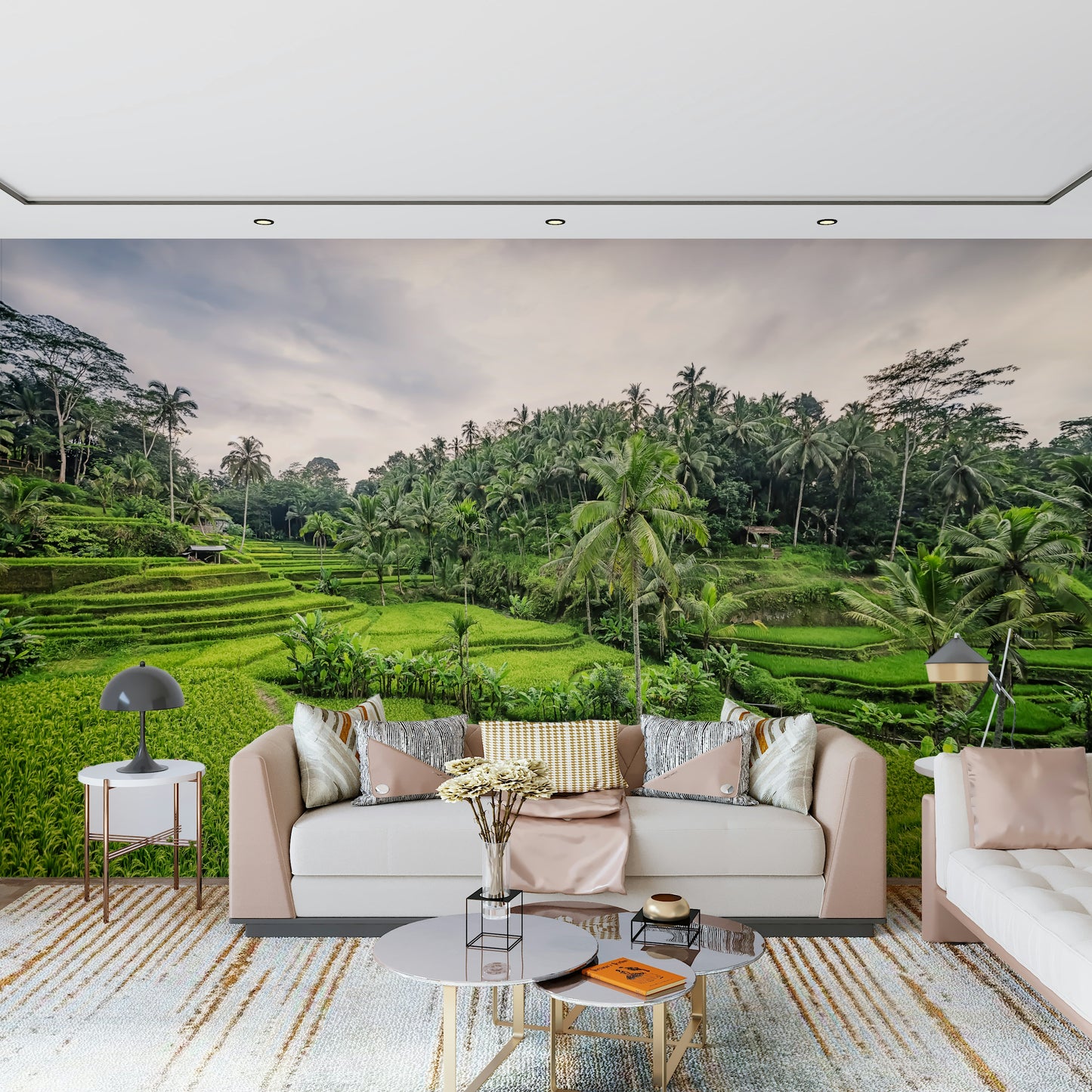 Serene Ubud jungle vista Bali Rice Terraces wall mural.