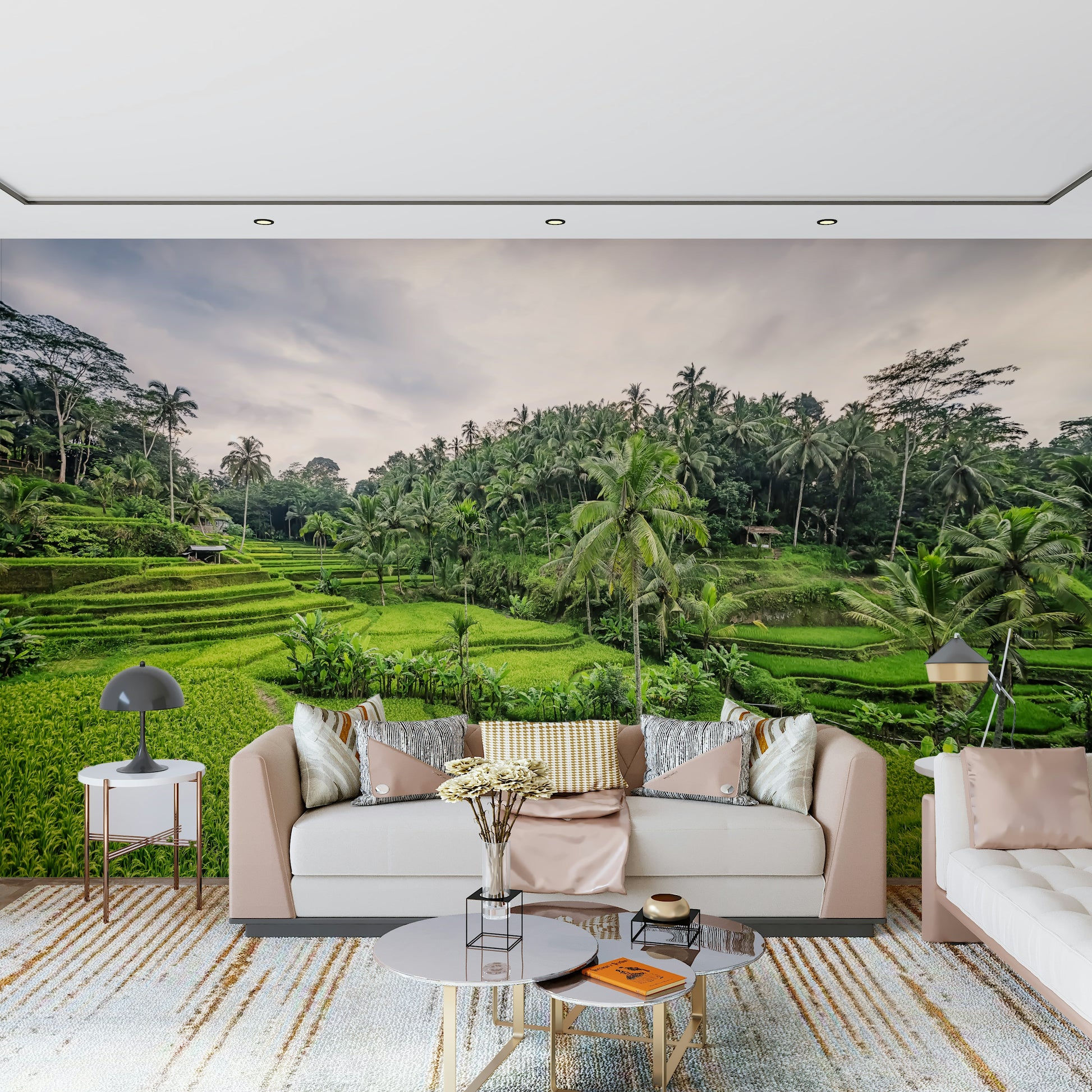 Serene Ubud jungle vista Bali Rice Terraces wall mural.