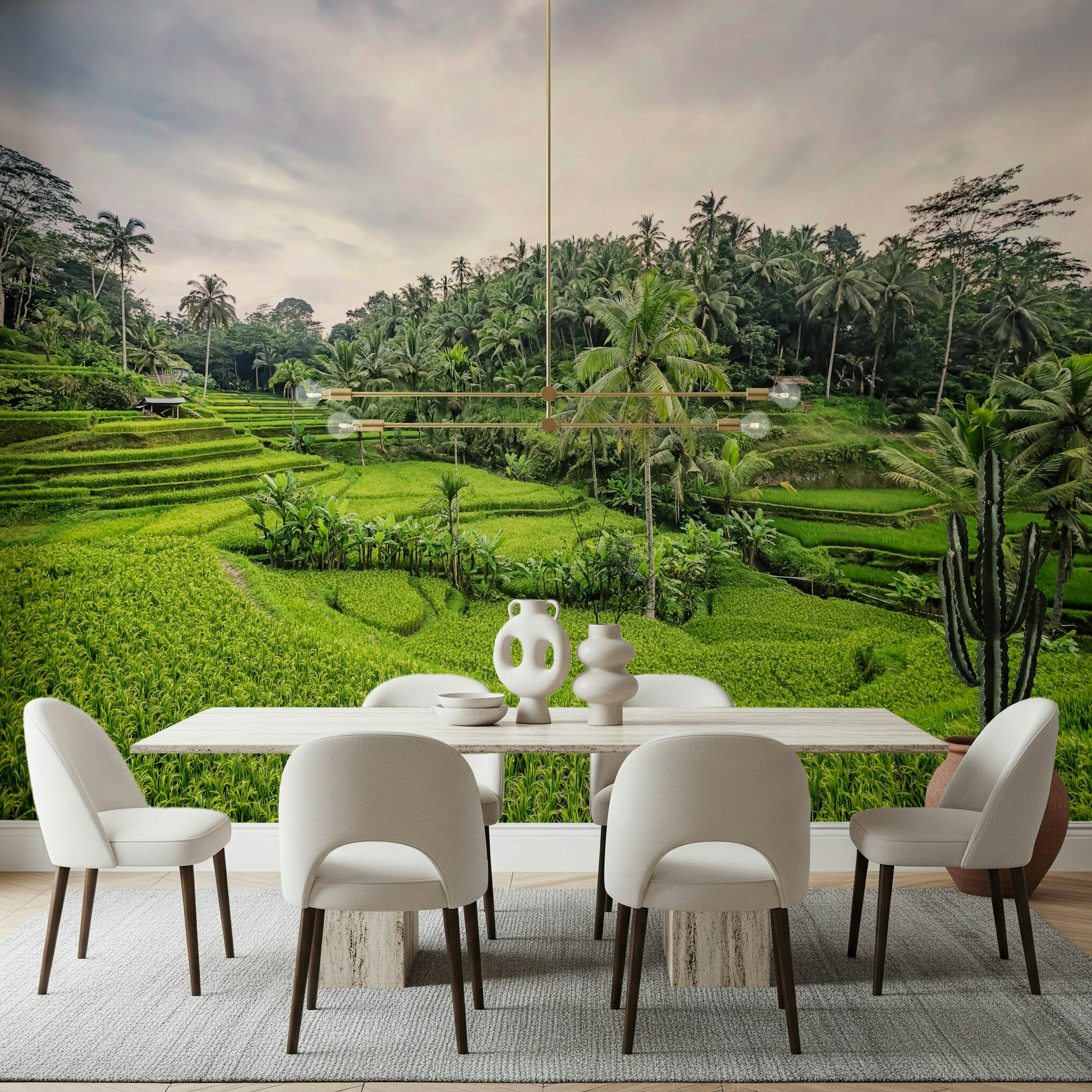 Bali Rice Terraces coconut palm tree wallpaper for walls.