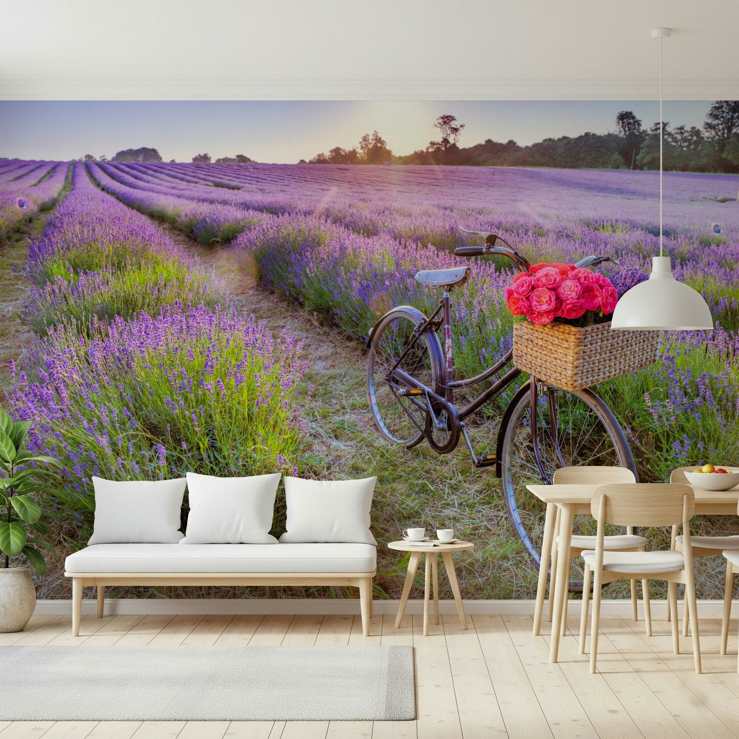 Bicycle in a Lavender Field Wall Mural