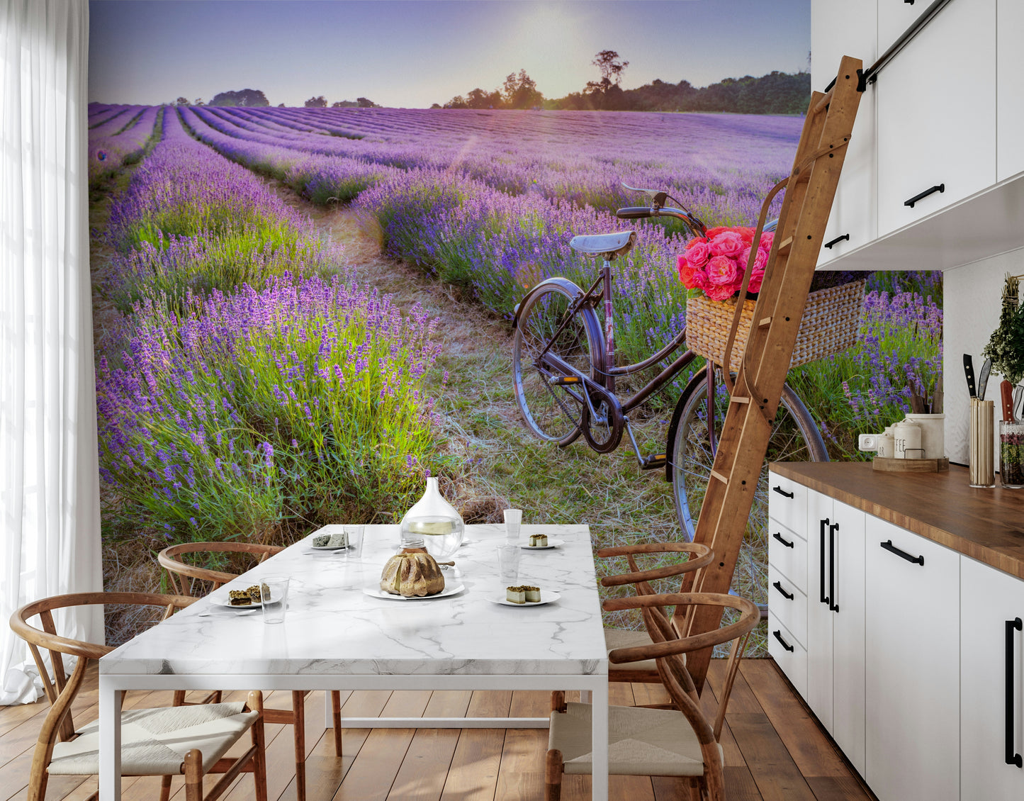Bicycle in a Lavender Field Wall Mural