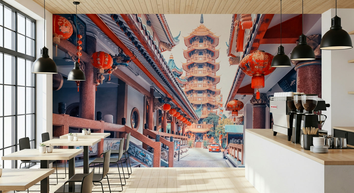 Asian Temple Vista Wall Mural