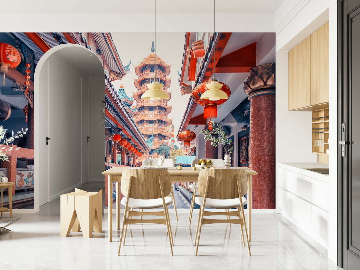 Asian Temple Vista Wall Mural