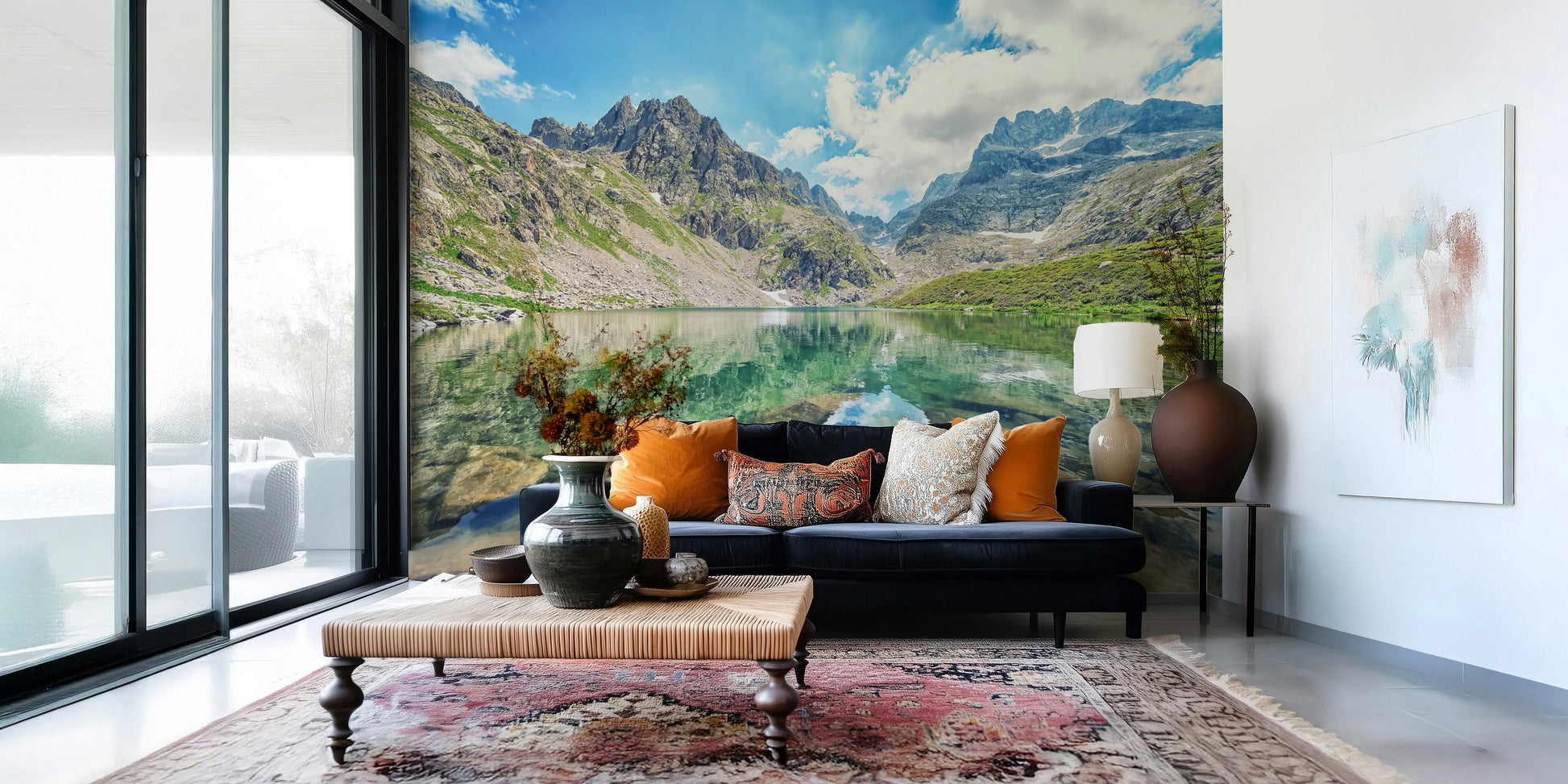 Summer summit Alpine Lake Serenity decorative wallpaper for walls