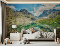 Majestic peak Alpine Lake Serenity panoramic wallpaper mural