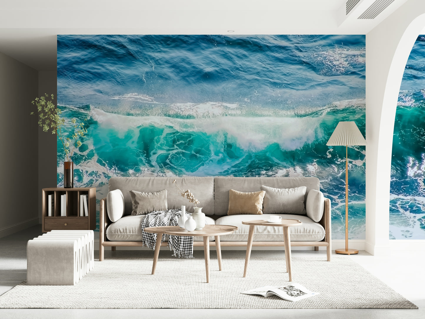 Crashing Teal Wall Mural