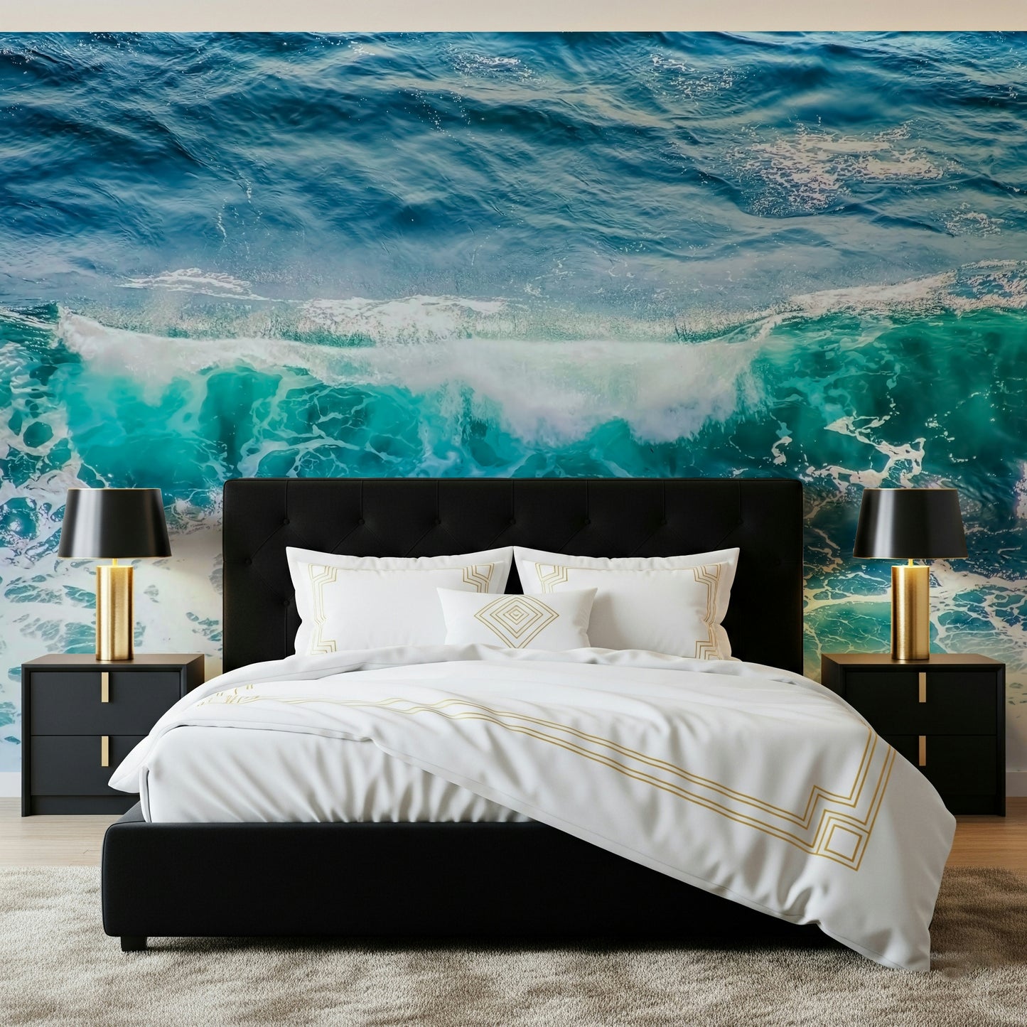 Crashing Teal Wall Mural