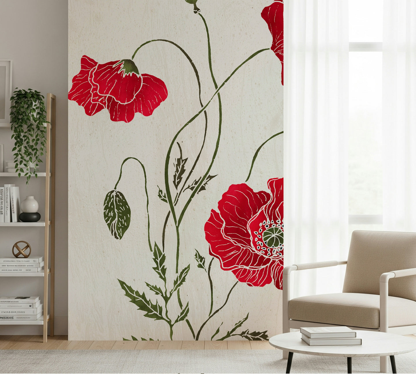 Lonely Red Poppy Wall Mural
