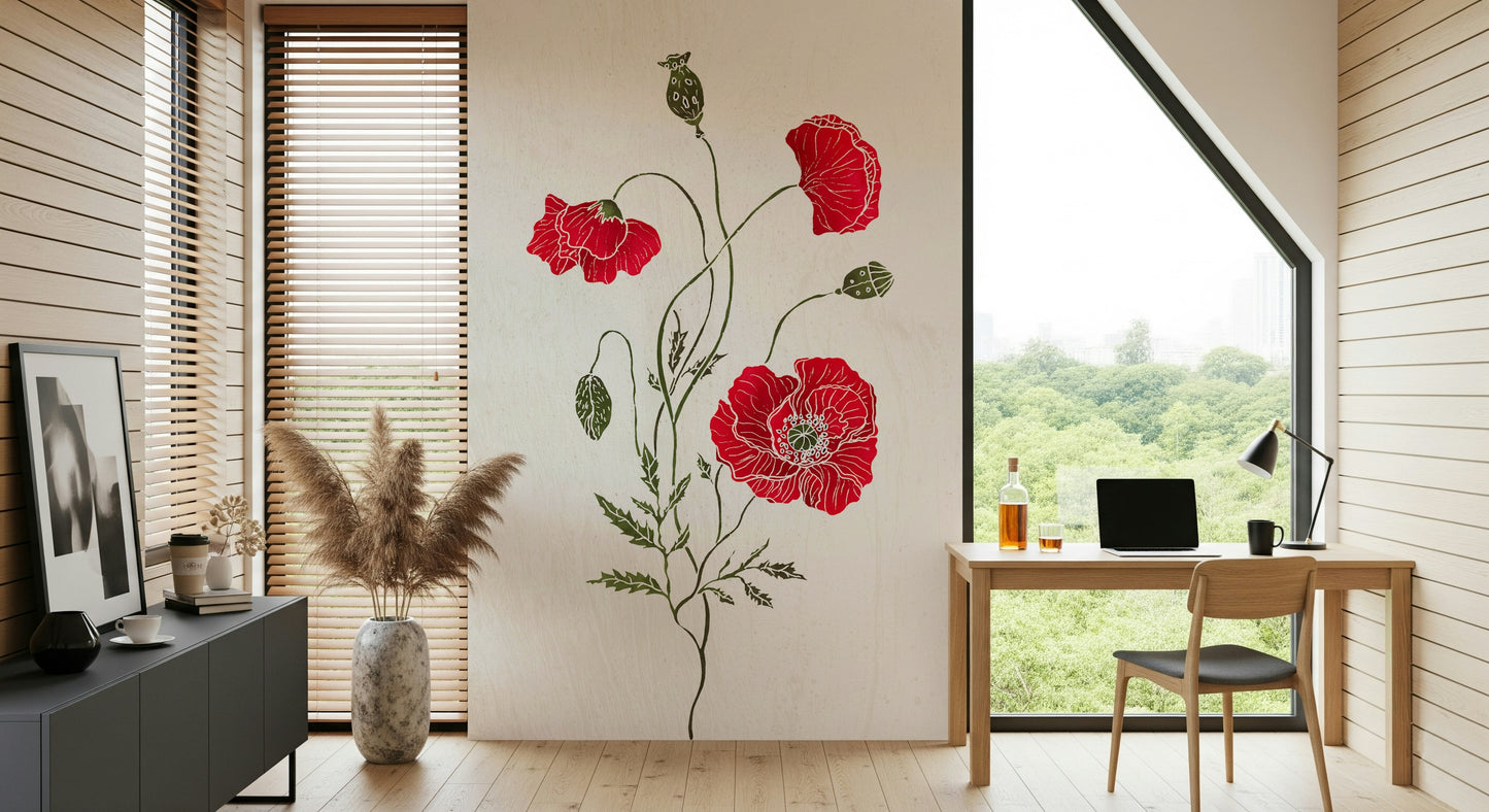Lonely Red Poppy Wall Mural
