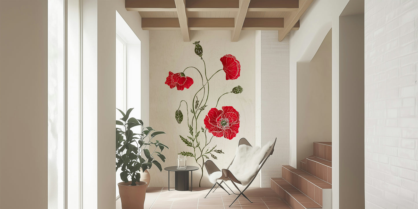 Lonely Red Poppy Wall Mural