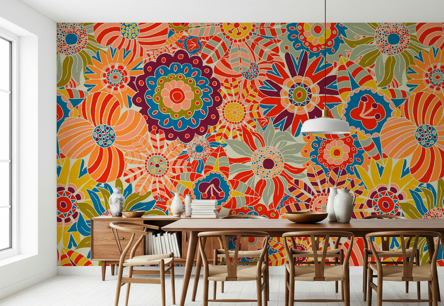 Colorful Groovy Blooms Wall Mural