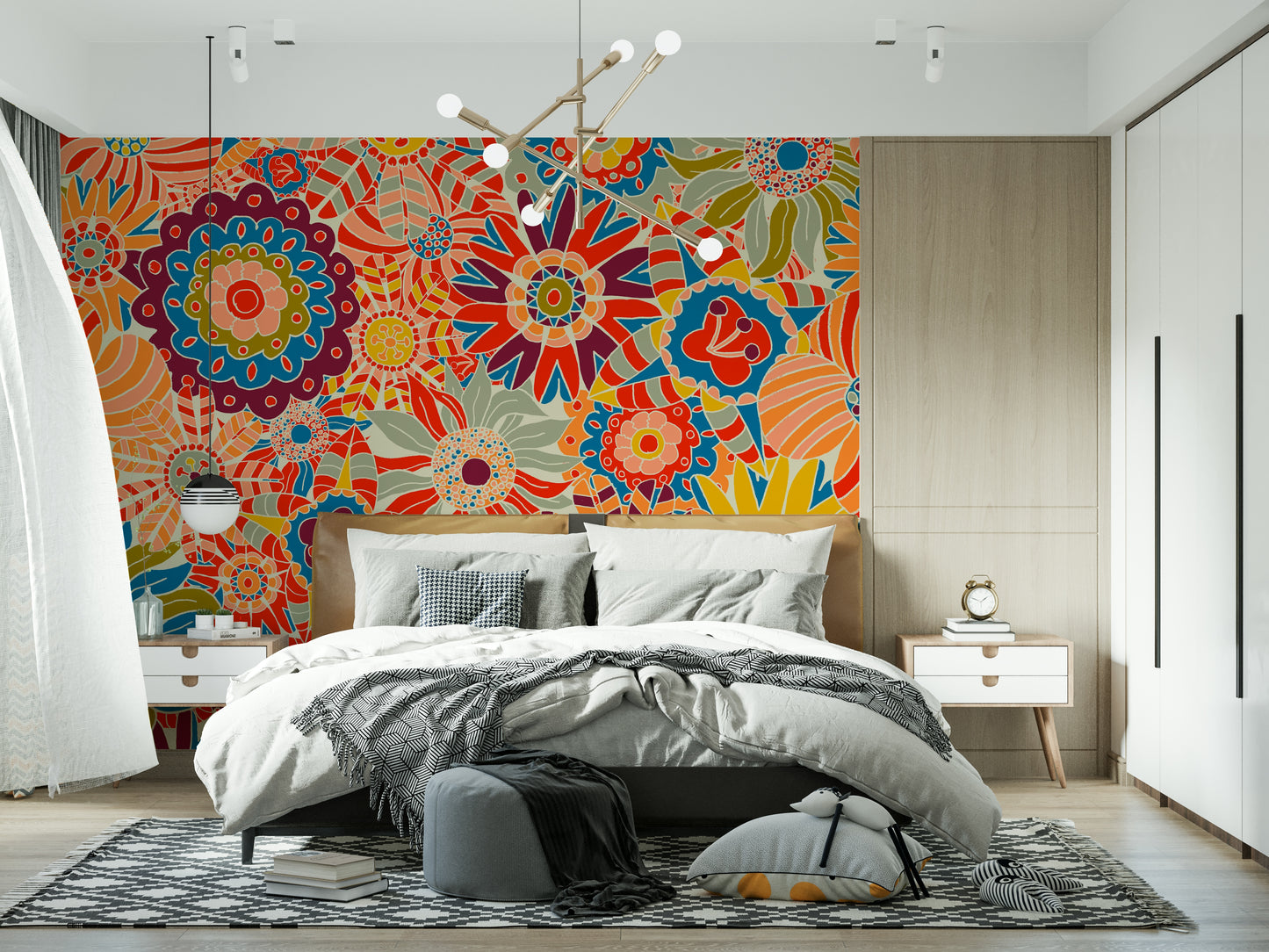 Colorful Groovy Blooms Wall Mural
