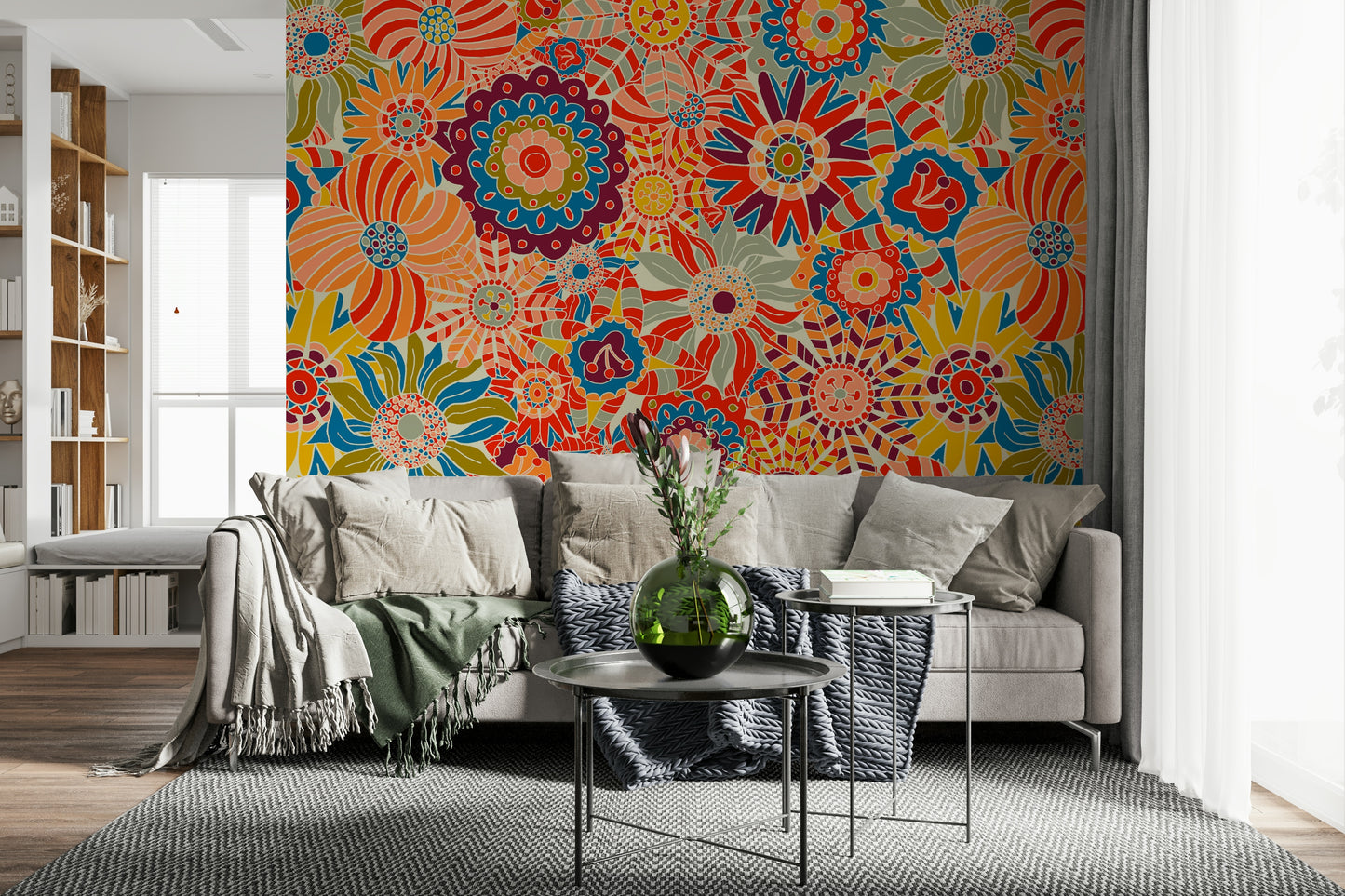 Colorful Groovy Blooms Wall Mural