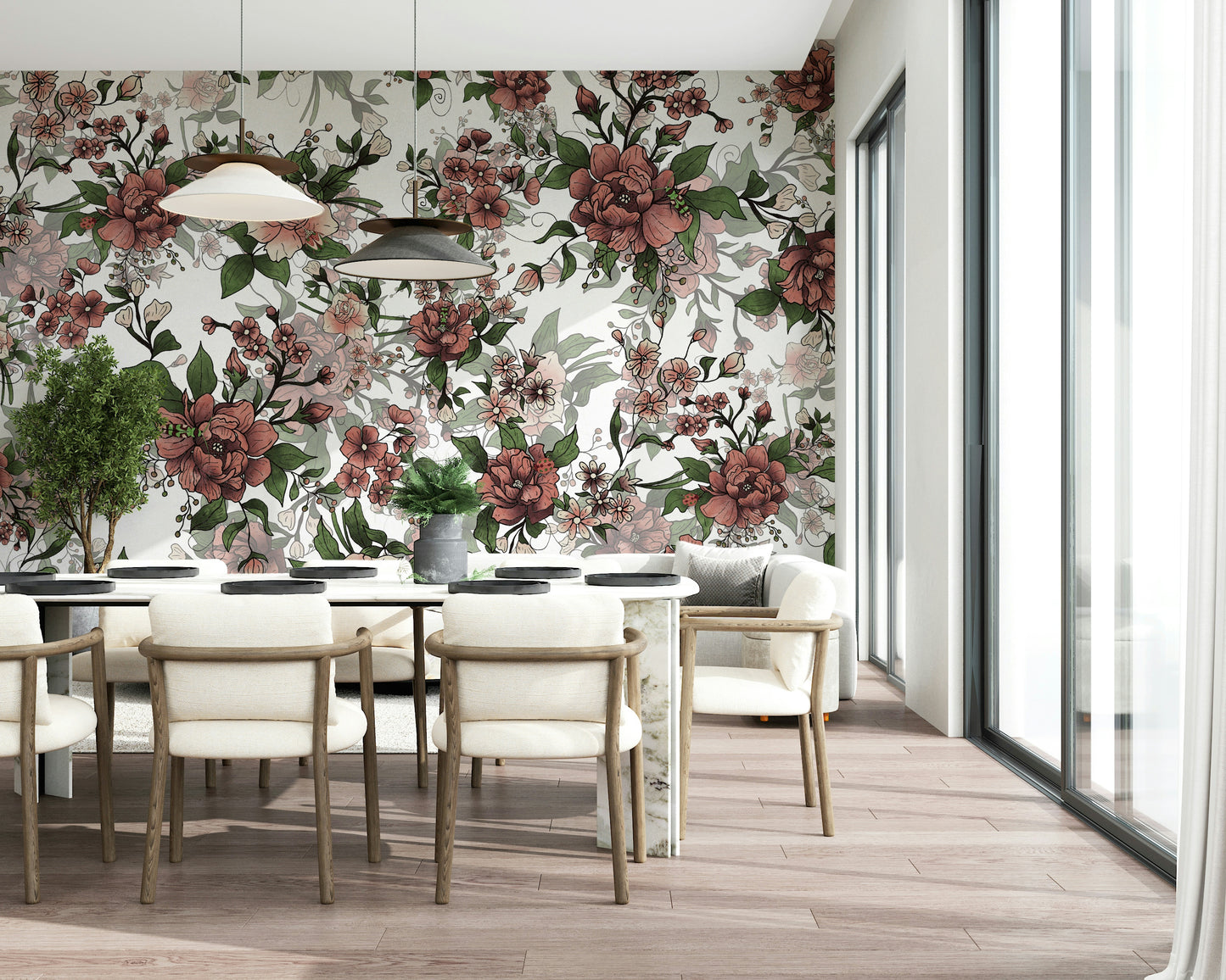 Garden of flowers and beetles Wall Mural