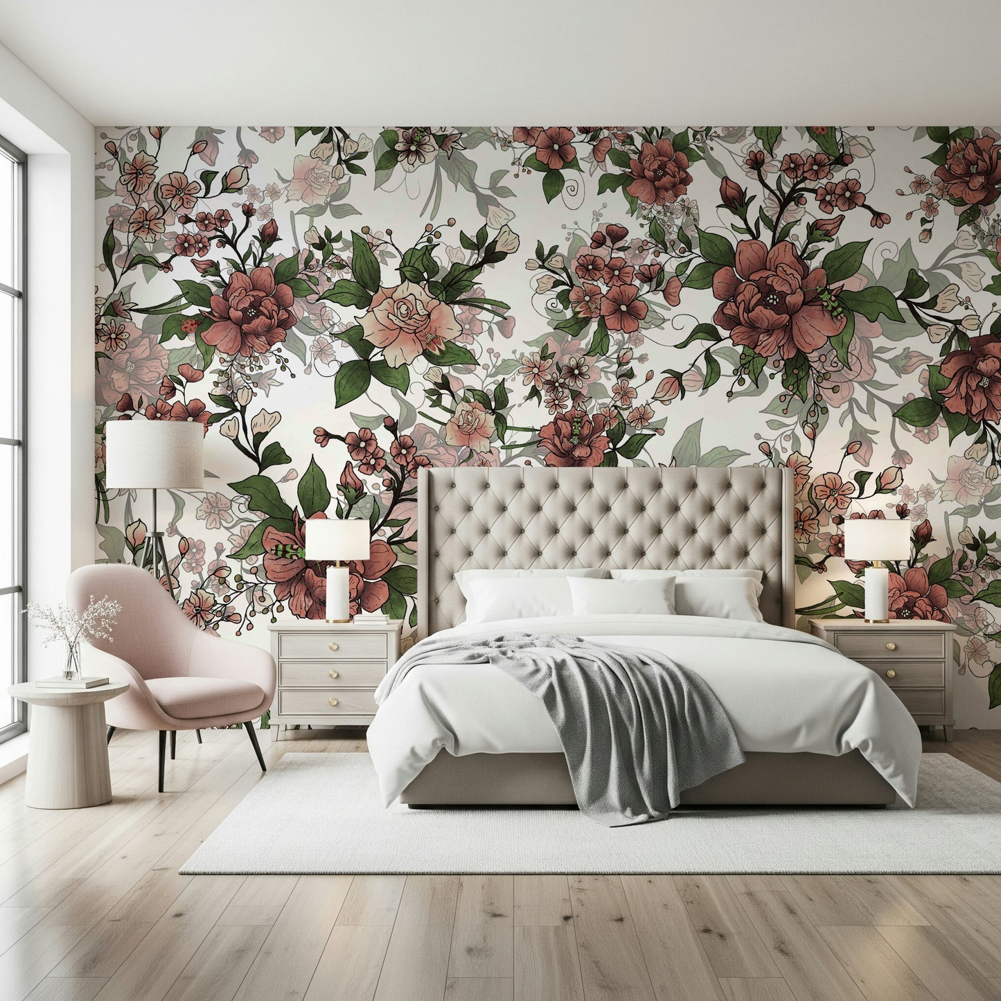 Garden of flowers and beetles Wall Mural