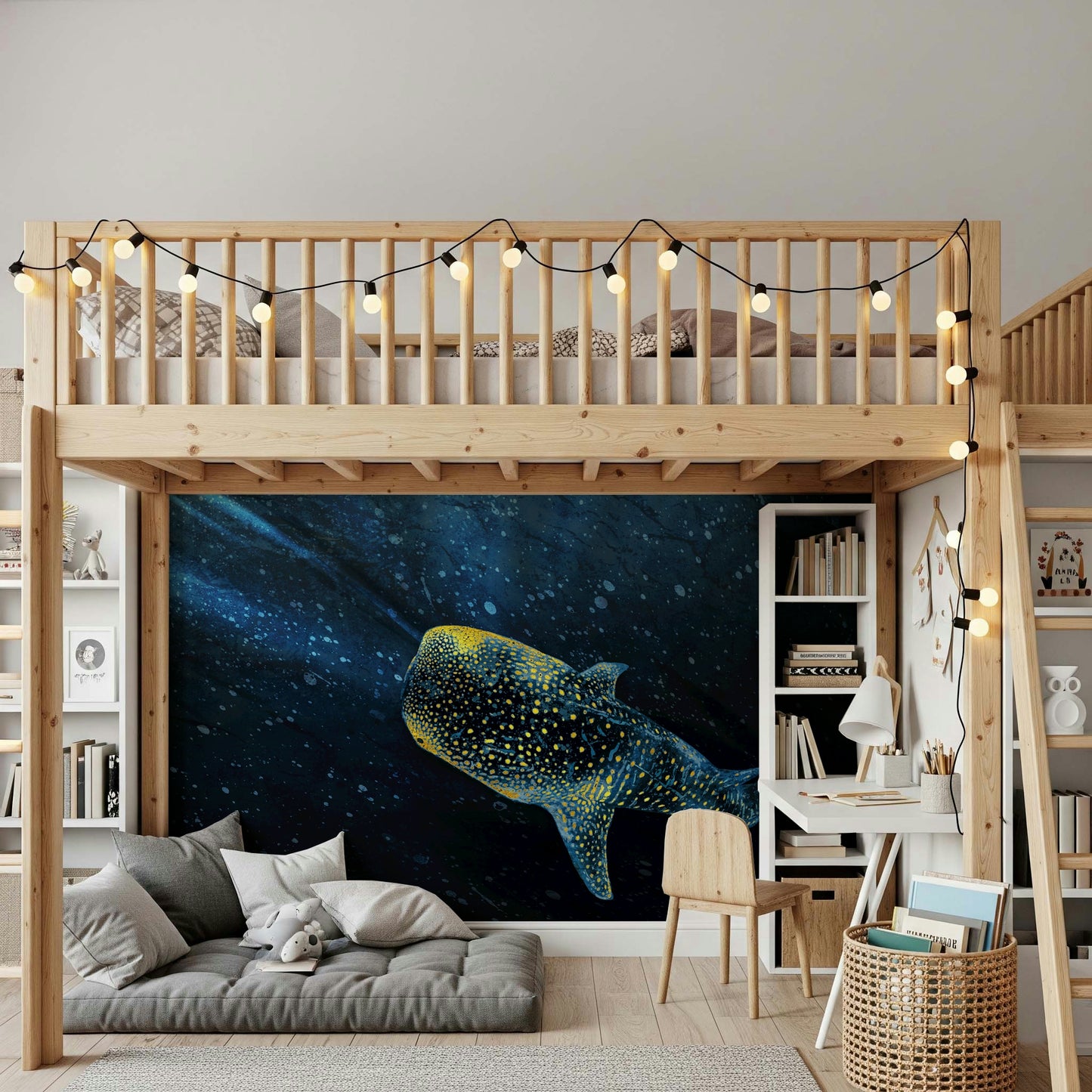 Golden Whale Shark Wall Mural