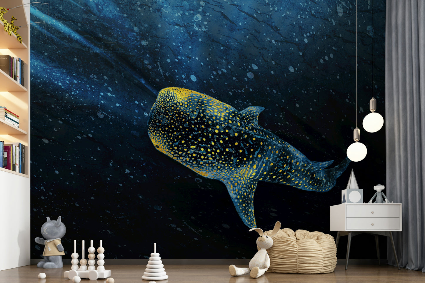 Golden Whale Shark Wall Mural