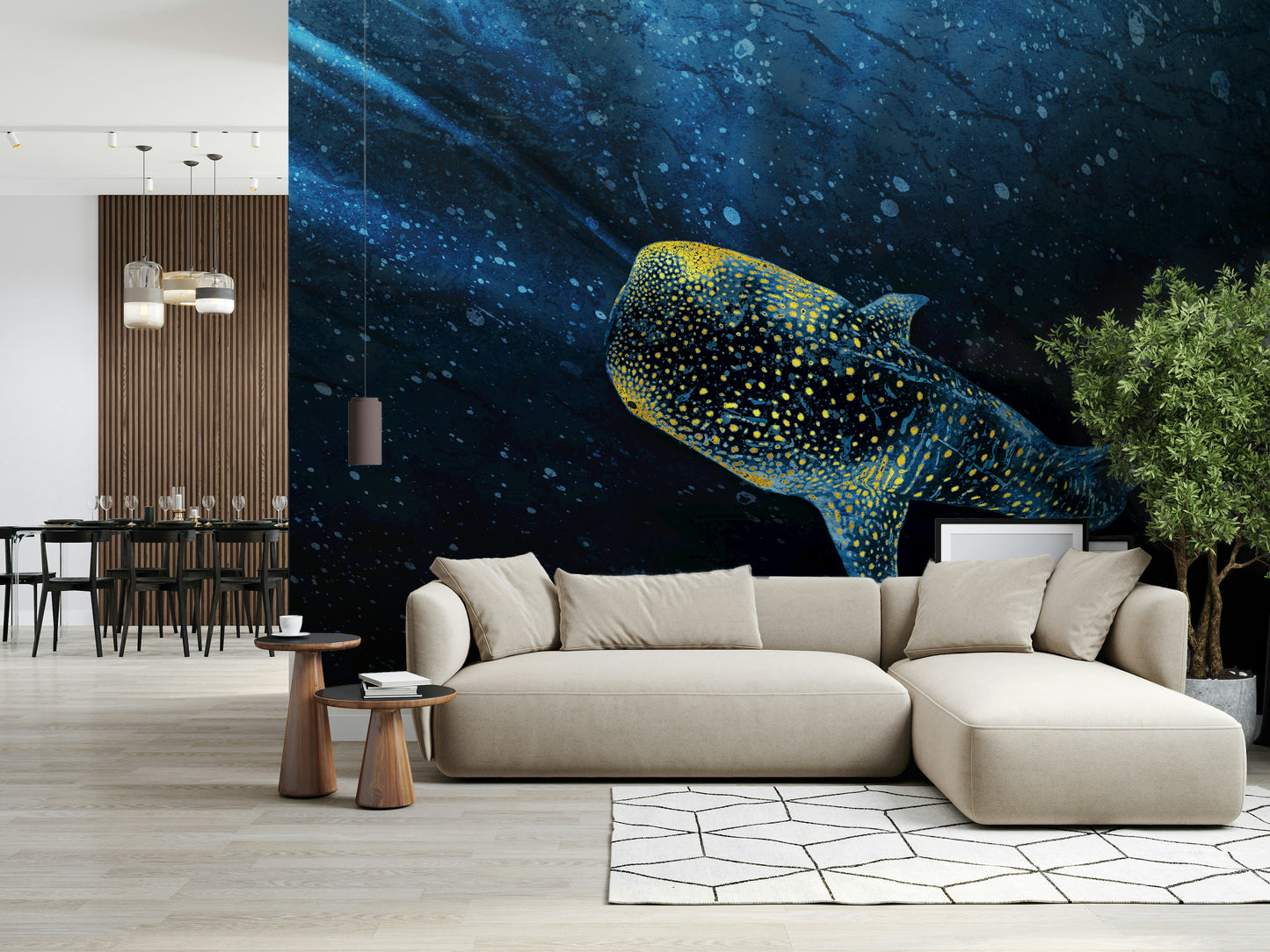 Golden Whale Shark Wall Mural