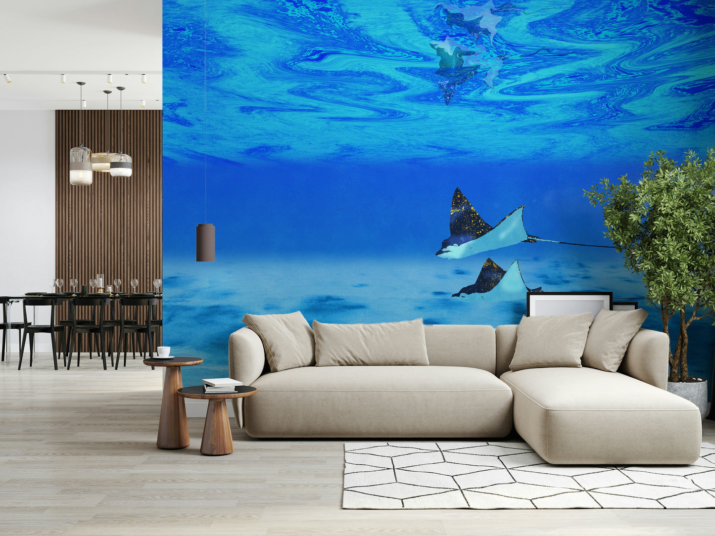 Ethereal Manta Rays Wall Mural