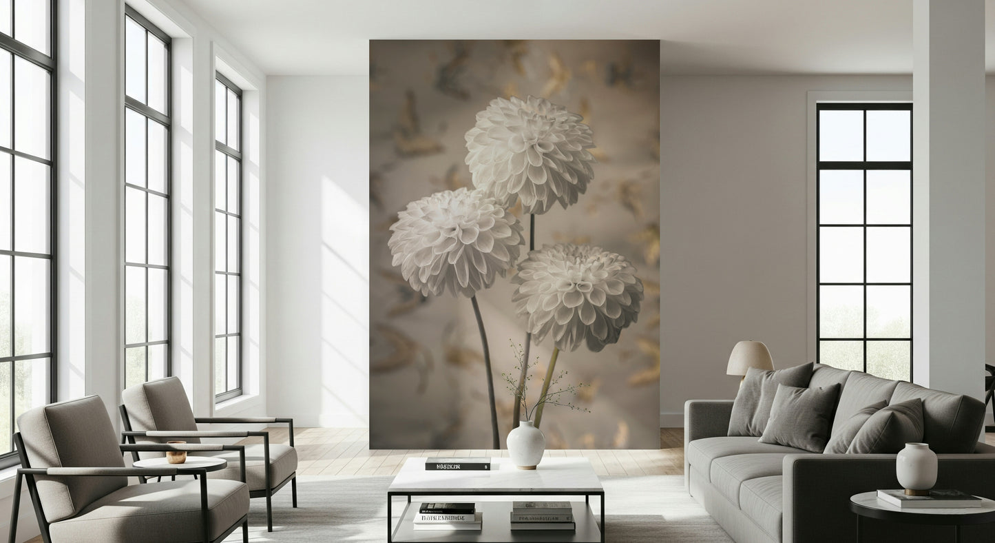 Beige Blooms Wall Mural