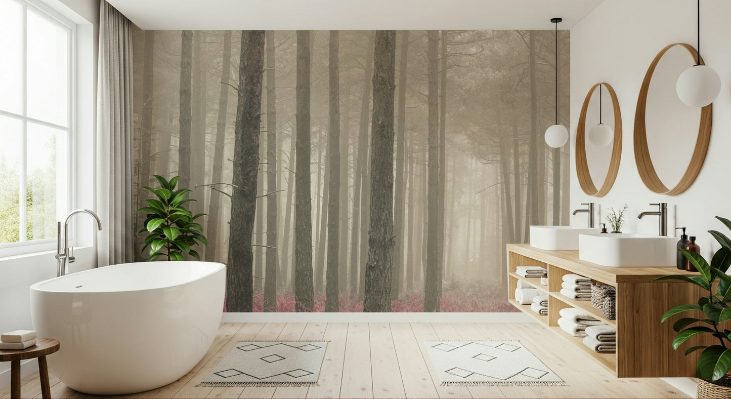 Crimson Whisper Woods Wall Mural