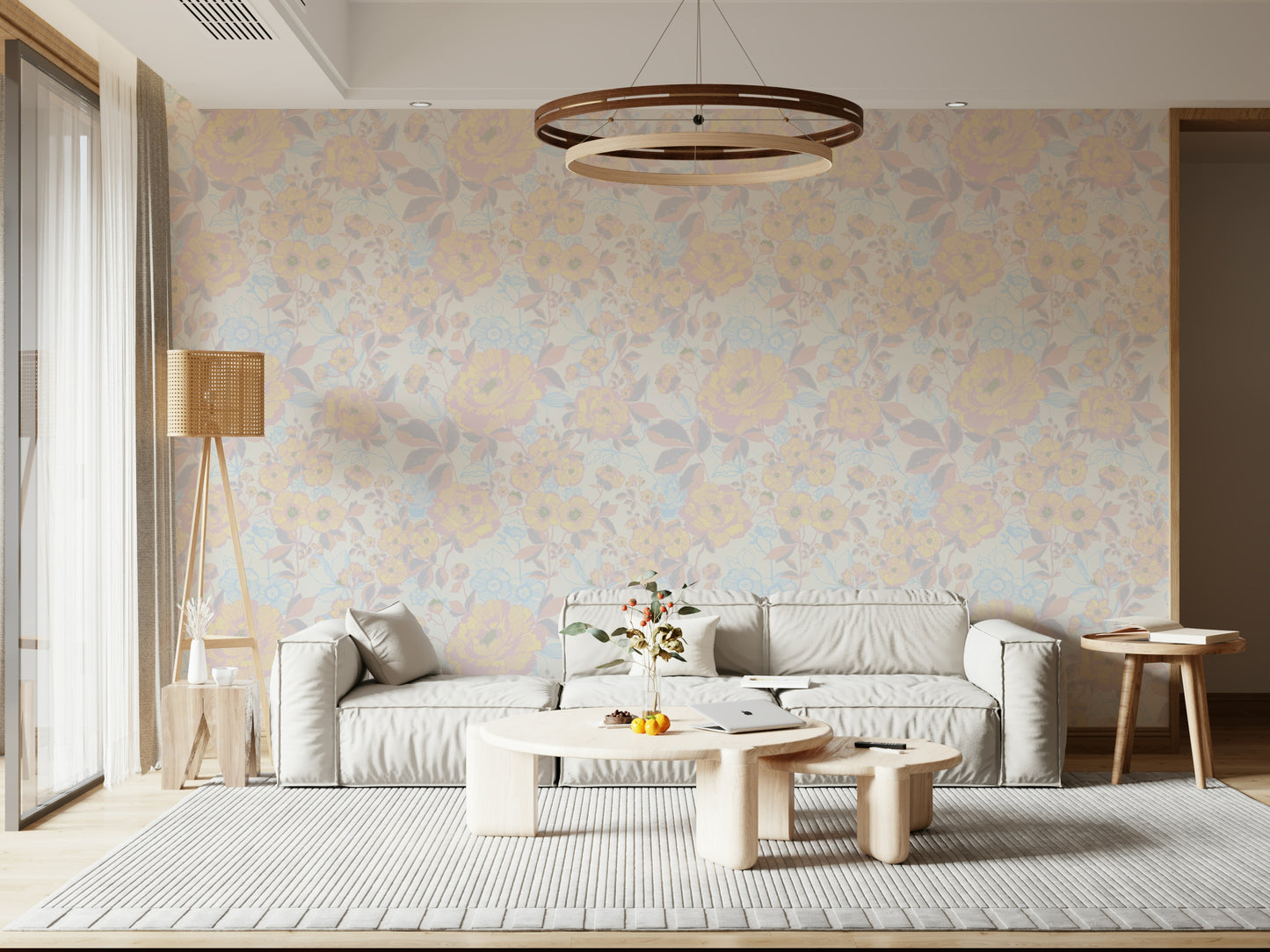 Bloom Hues: Soft Floral Art Wallpaper⁠