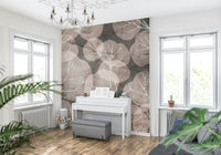 Soft blush and pewter leaf mural design