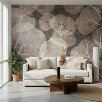 Nature-inspired wall mural with branches and leaves