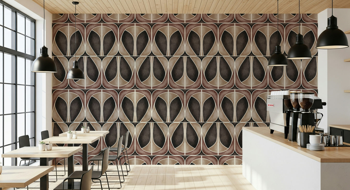 Softy Dèco Geometries -  Dramatic Coffee Wallpaper⁠