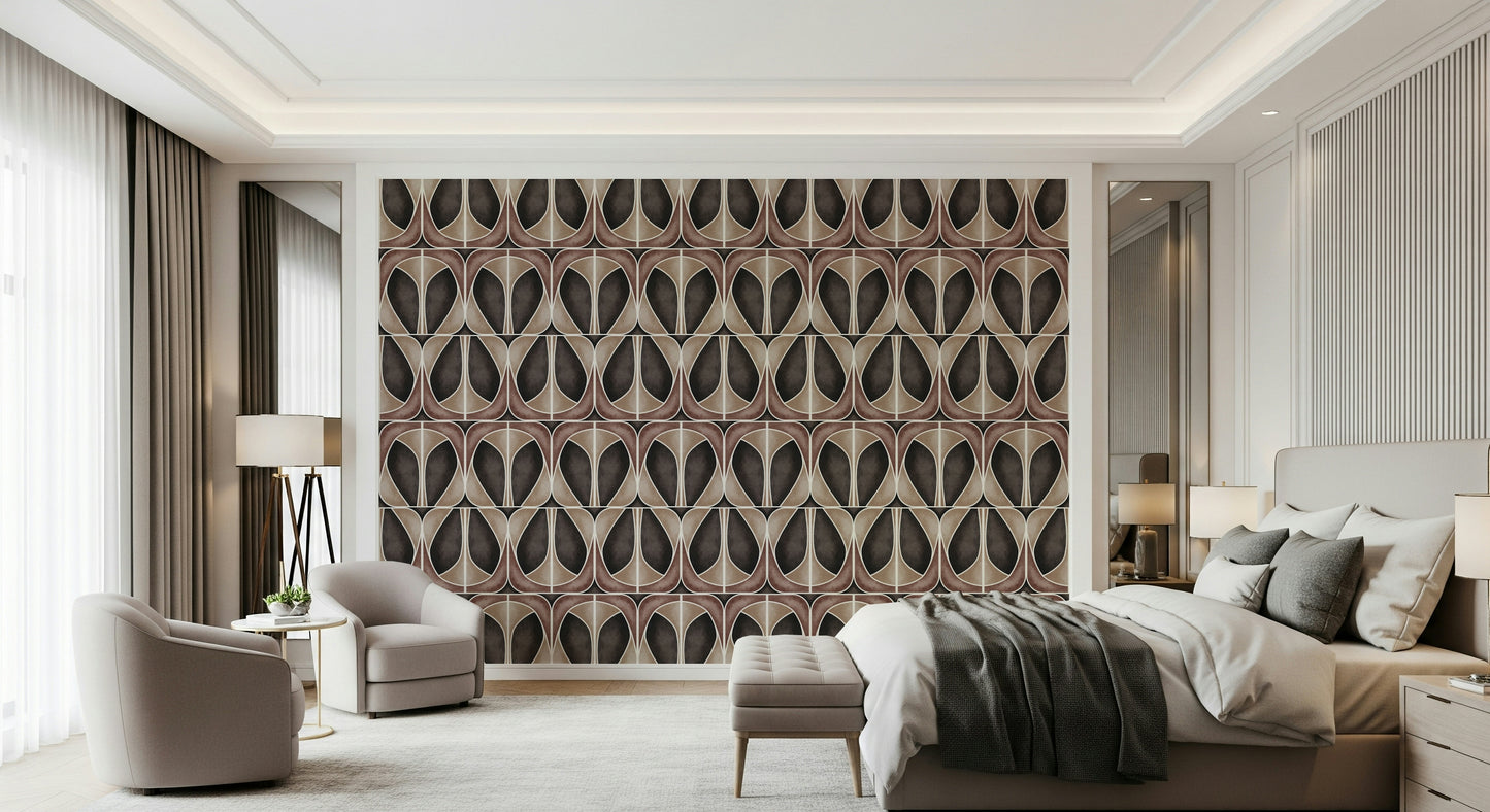 Softy Dèco Geometries -  Dramatic Coffee Wallpaper⁠