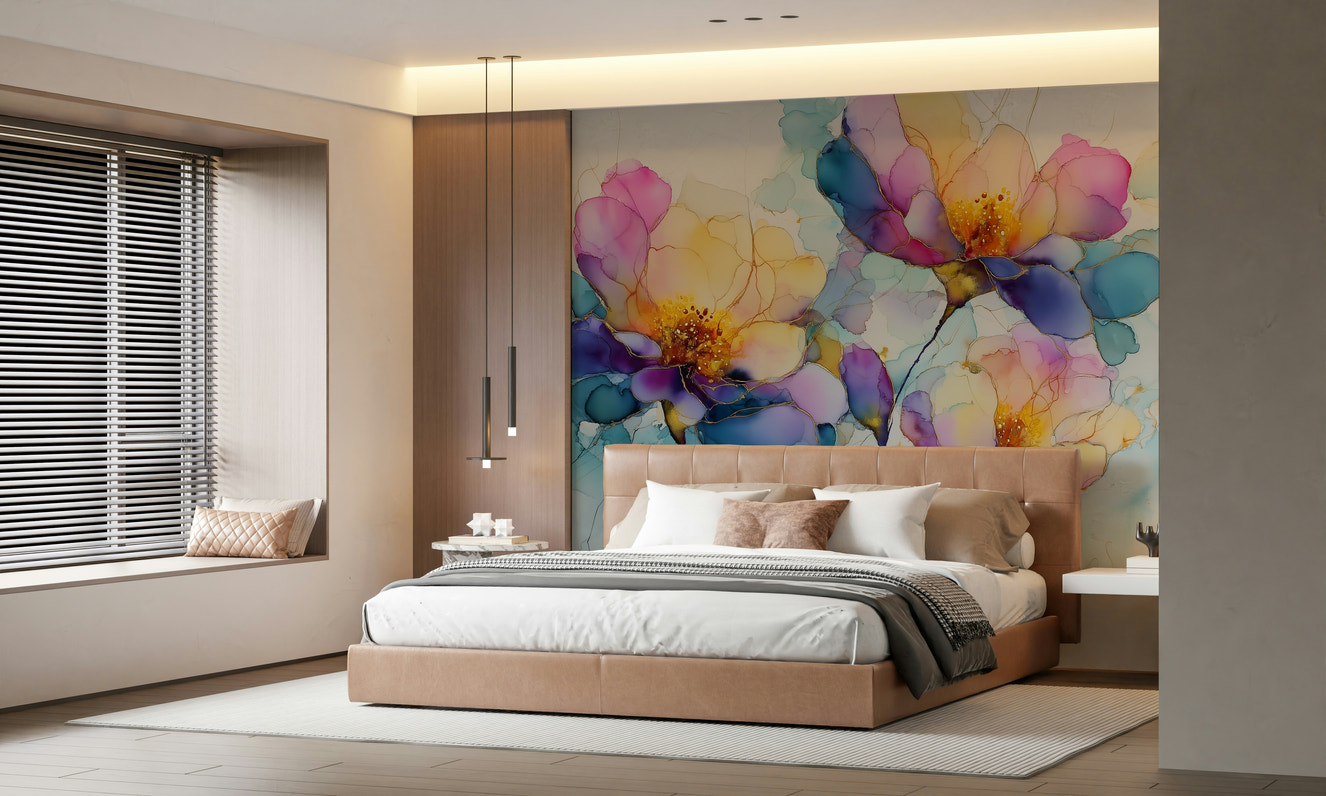 Colorful Ink Floral Dreams Wall Mural