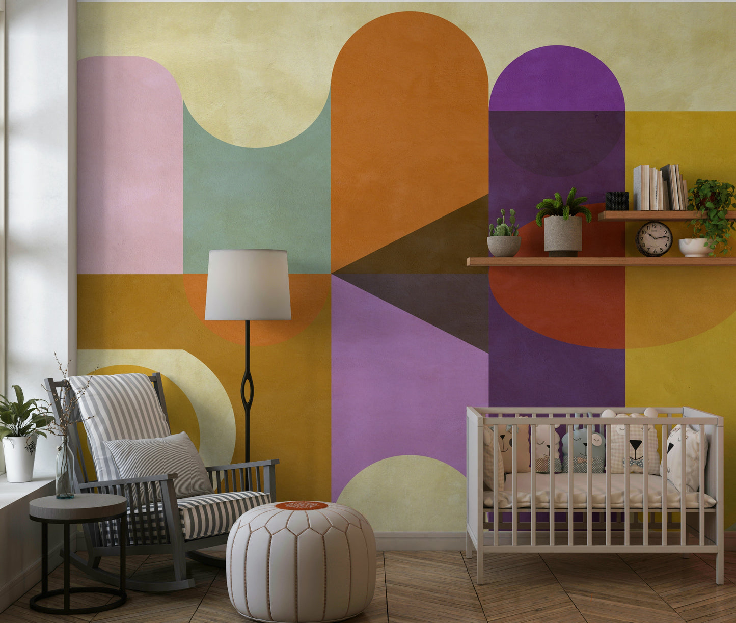 Mid-Century Abstract Wall Mural