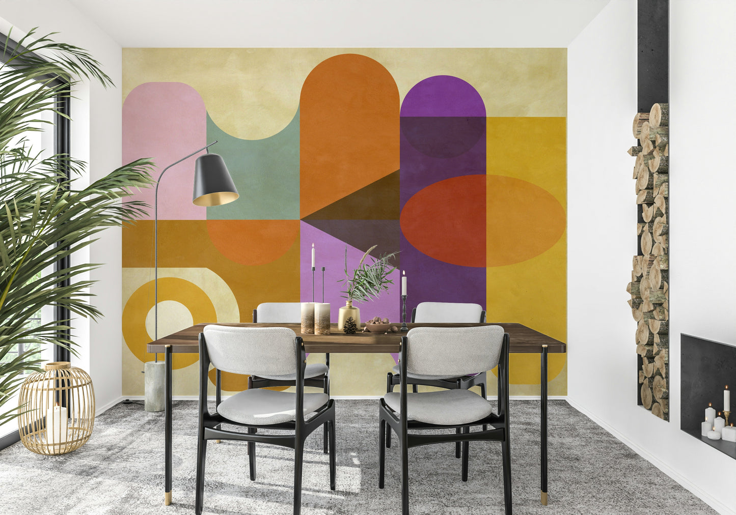 Mid-Century Abstract Wall Mural