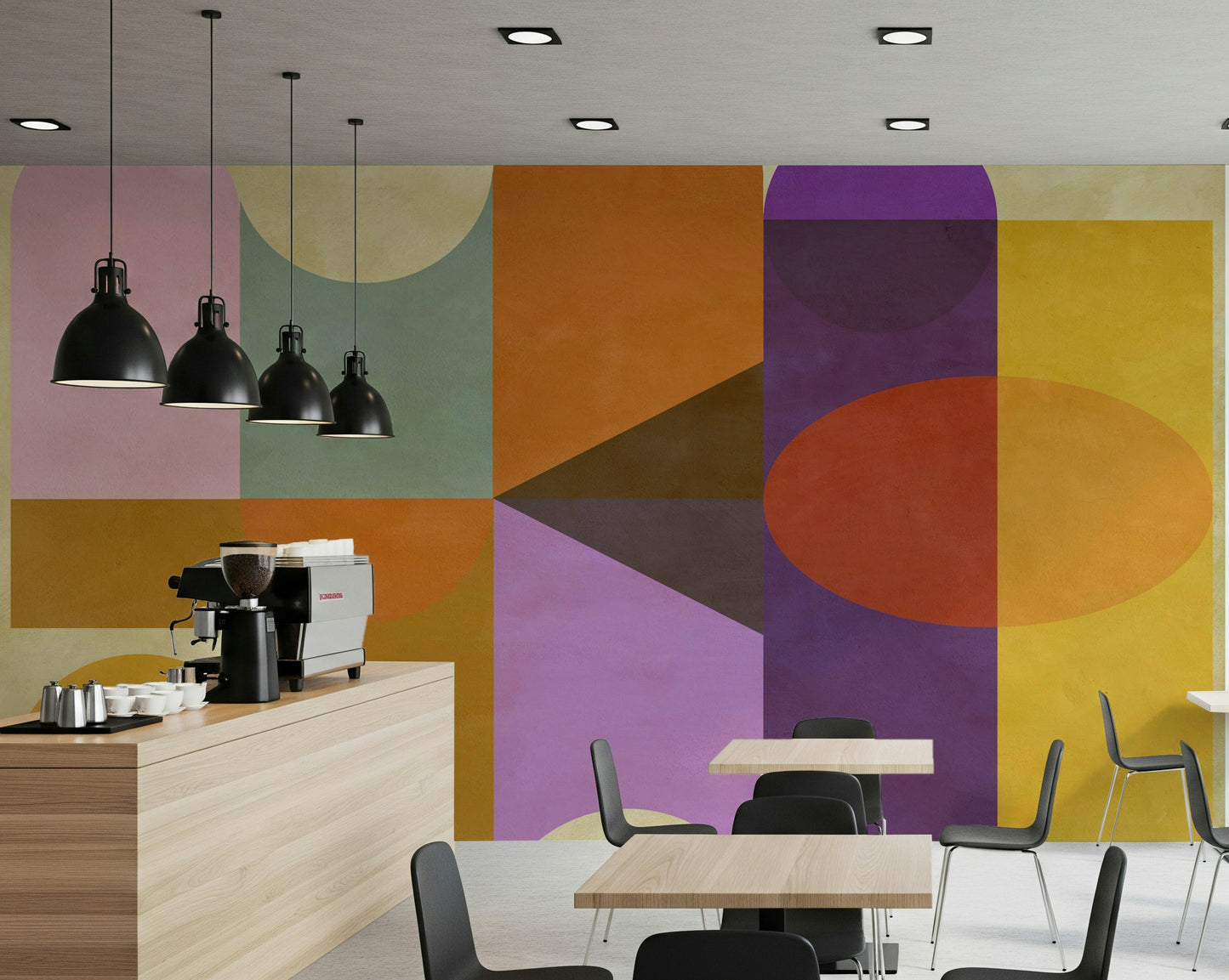 Mid-Century Abstract Wall Mural