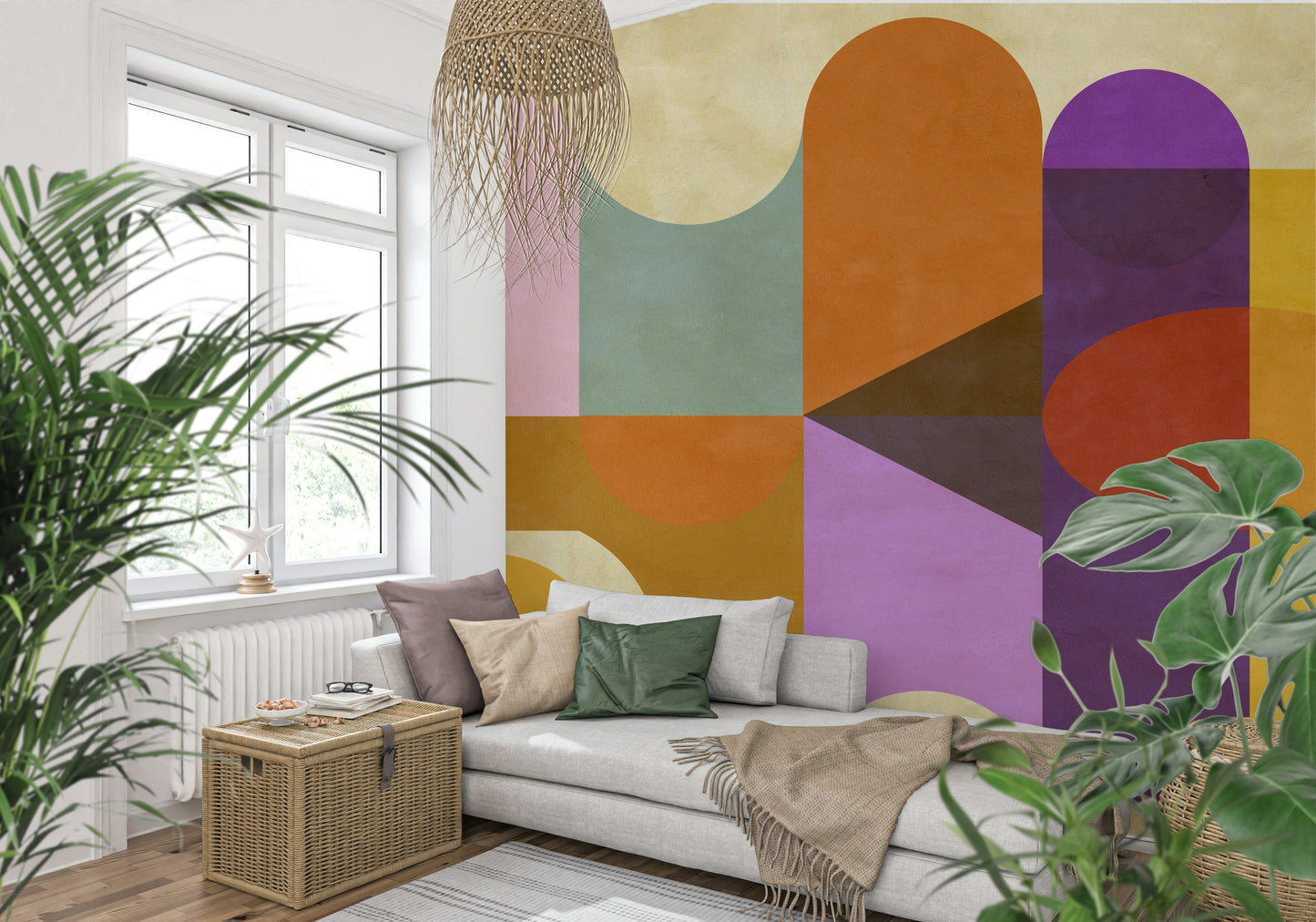 Mid-Century Abstract Wall Mural