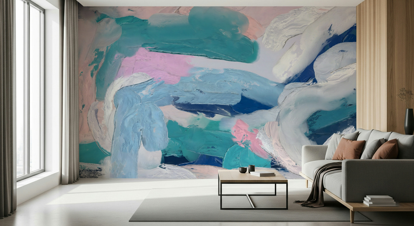 Azure Strokes Wall Mural